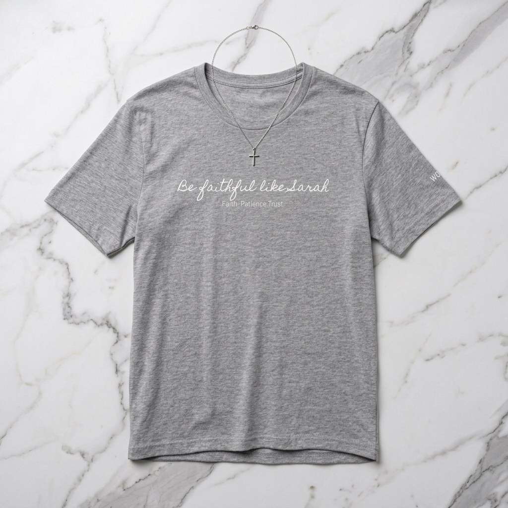 Faithful Like Sarah T-Shirt — Scripture Verse Tee (Hebrews 11:11, Genesis 21:1-2)